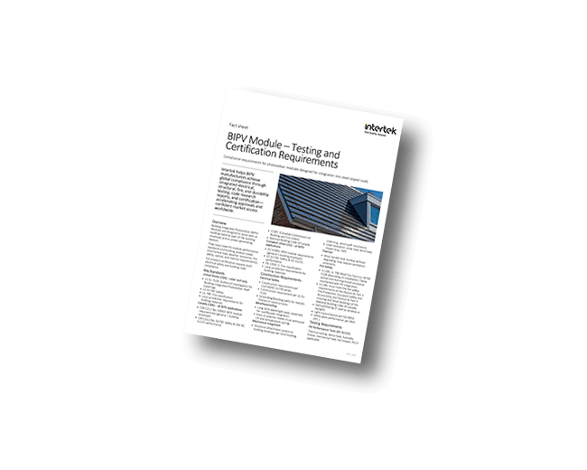 Building Integrated Photovoltaic (BIPV) Product Testing & Certification | Fact Sheet